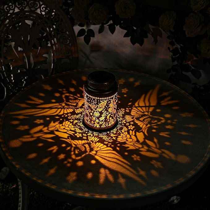 Cooo 6 Pack Solar Pathway Lights & Solar Lanterns Outdoor Waterproof Landscape Path Lights Christmas Lights Gifts for Women Mom Grandma for Garden Yard Patio Backyard Porch Decor- Gold Hummingbird