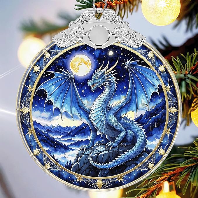 Dragon Ornament Crystal Glass with Gift Box, Christmas Ornaments Dragon Gifts for Girls Boys Women Men, Hanging Ornament for Christmas Tree Decorations, Holiday Keepsake Present Exchange Ideas -02