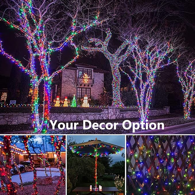 Joomer Solar Christmas Lights Outdoor, 4 Pack Total 156FT 400LED 8 Lighting Modes Solar String Light Waterproof Fairy Tree Lighted for Garden Yard Patio Christmas Decoration (Multicolor)