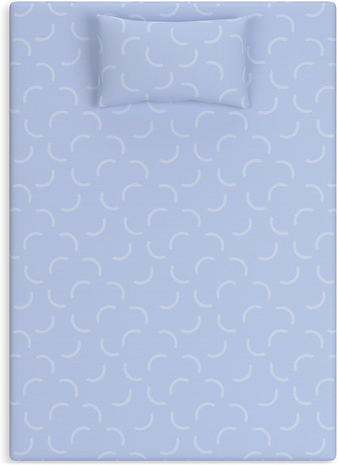 Signature Design by Ashley Twin Size iKidz 7 Inch Firm Gel Memory Foam Mattress with Stretch Knit Cover & Pillow Included, Blue Ocean, Fiberglass Free, Mattress in A Box
