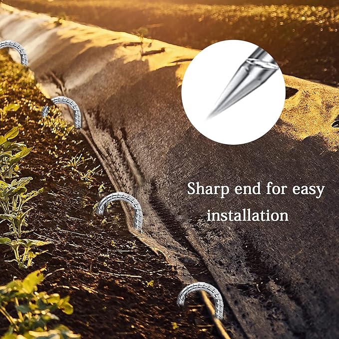 Ground Stakes 12 Inch, Yard Camping Stakes J Shaped 20 Pack Rebar Heavy Duty for Garden Dog Fence Inflatable Camping Chicken Coop Accessories