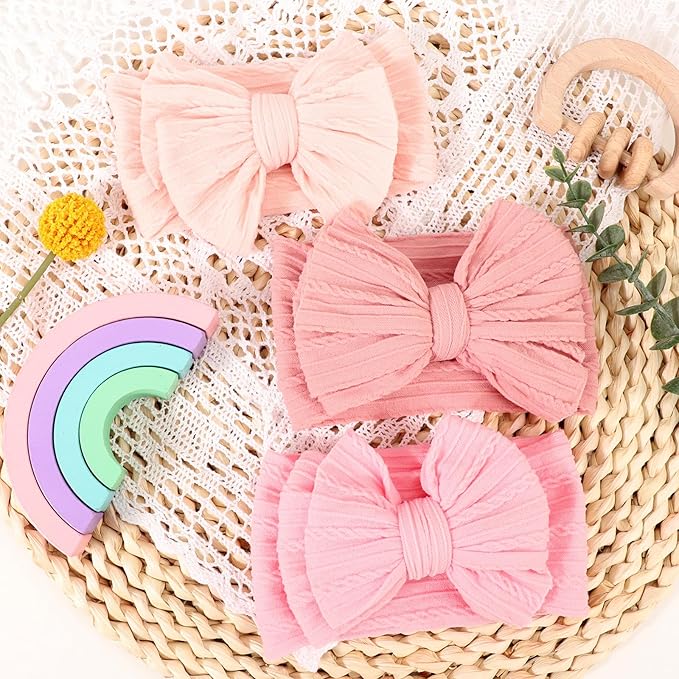 AQOKKA Baby Bows Headbands Nylon Baby Girl Headbands Soft Handmade Hairbands Toddler Hair Accessories for Girls Baby Newborn Infant Kids