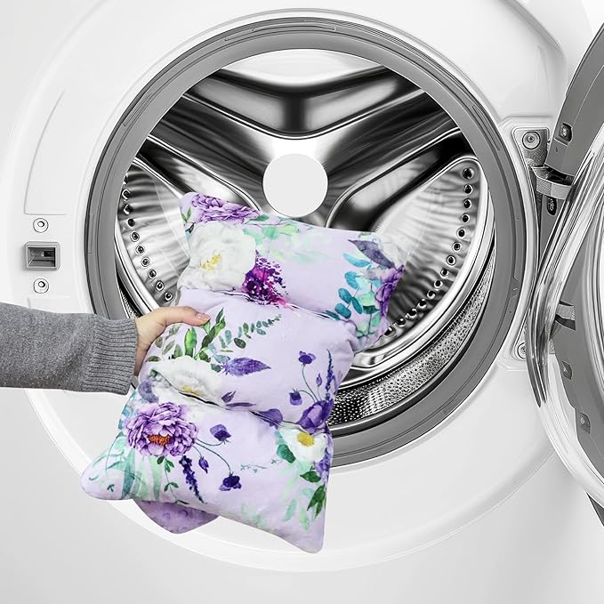 Infant Car Seat Insert and Strap Covers, Very Soft Car Seat Head Support Baby Girl Boy, Reversible Newborn Carseat Insert Cushion Fits for Stroller, Baby Swing, Bouncer (Purple Floral)