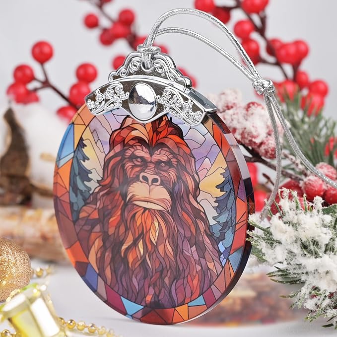 Mythology Sasquatch Christmas Ornament - Stained Glass Hanging Ornament, Holiday Decoration, Gift Idea