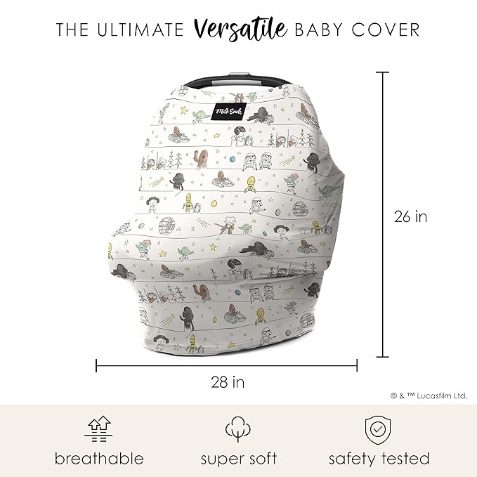 Milk Snob Original Star Wars 5-in-1 Cover, Precious Padawans, Privacy for Breastfeeding, Baby Car Seat, Carrier, Stroller, High Chair, Shopping Cart, Lounger Canopy - Newborn Essentials, Nursing Top