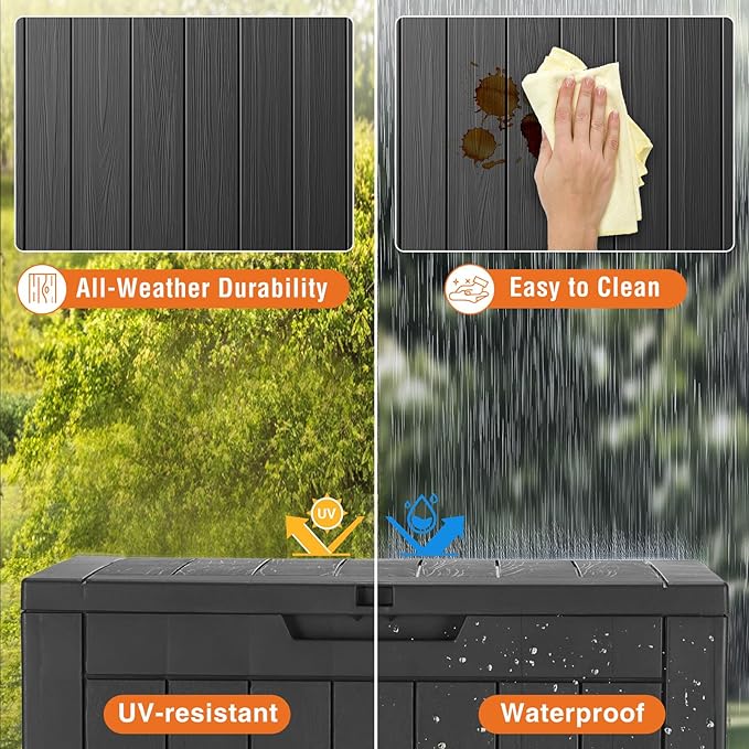Sweetcrispy Deck Box with 31 Gallon Capacity, Weatherproof Resin Lockable Outdoor Storage for Secure Package Deliveries and Indoor Storage in Garden or Patio, Backyard