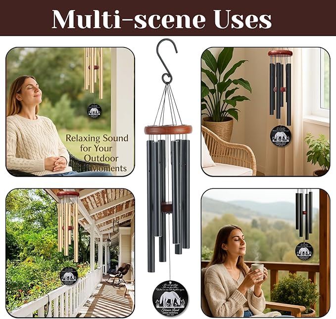 Personalized Horse Memorial Wind Chimes for Outdoors – Custom Engraved Name & Years Sympathy Gift – Soothing Outdoor Memory Chimes for Bereavement – Meaningful Tribute Keepsake for Family & Friends