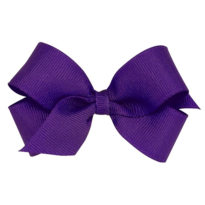 Wee Ones Baby Girls' Mini Classic Grosgrain Hair Bow on a WeeStay Clip w/Plain Wrap Center - Purple,One Size