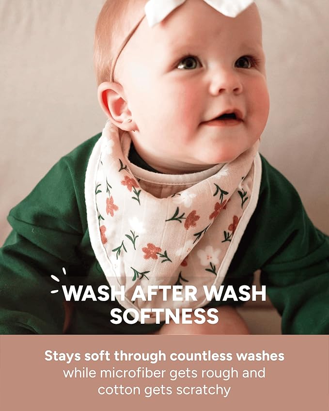Nightingale Baby Washcloths, Rayon from Bamboo Baby Clothes Organic Wash Cloths with Cotton, Newborn Bath Essentials, Burping Cloths for Babies, Face Towels Reusable 12"x12" (Floral) 6 Pack