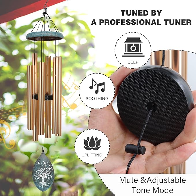ASTARIN Sympathy Wind Chimes Personalized, Tree Life Sympathy Gifts Wind Chime for Loss of Loved Mom/Dad, Commemorative Wind Chimes for Condolences/Funeral, Outside Decor(Produced in USA)
