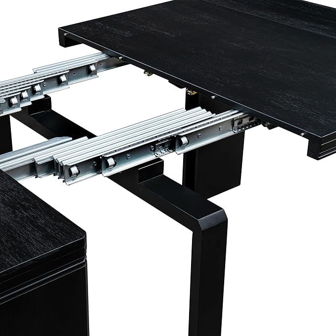 X02X2-2C6-30 4-pc Dining Room Table Set a Rectangular Kitchen Table and a wooden Bench and 2 Wire Brushed Black Polyester Stackable Chair, 39x120 Inch, Wire Brushed Black