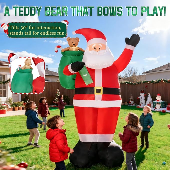 8 FT Christmas Inflatable Santa Claus Outdoor Decorations - LED Lights, Waterproof & Durable Inflatable Xmas Yard Decor for Lawn, Garden, Patio & Outdoor Christmas Inflatables