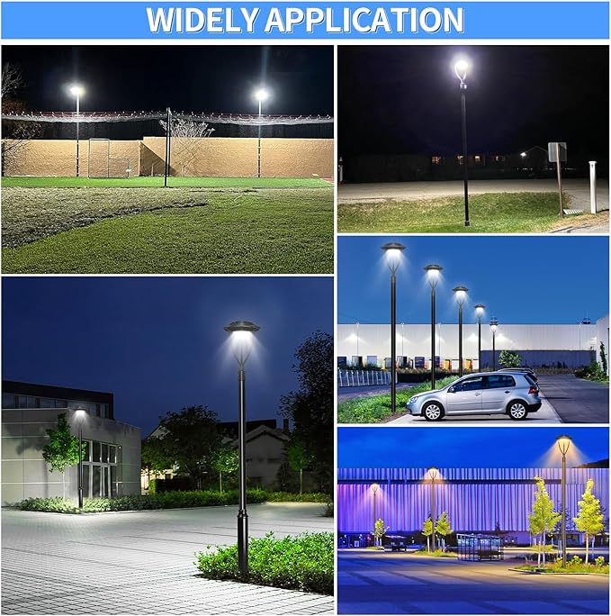 ADUB LED Post Light with Photocell, 60W 48W 36W Post Top Lights 3000K 4000K 5000K Adjustable Wattage & CCT, 7800LM Outdoor Pole Light Fixture, IP65 Waterproof Commercial Street Area Lighting