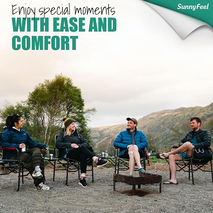 SUNNYFEEL Camping Directors Chair, Heavy Duty,Oversized Portable Folding Chair with Side Table, Pocket for Beach, Fishing,Trip,Picnic,Lawn,Concert Outdoor Foldable Camp Chairs