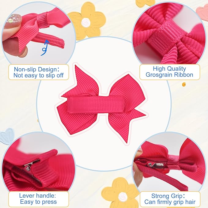 Baby Hair Clips, 80PCS 2" Fully Lined Hair Bows for Girls, Toddler Hair Accessories, Alligator Hair Clips for Girls Toddlers Baby Kids Teens (40 Colors in Pairs）