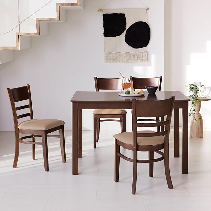 Livinia Cabin 45.3" Wooden Dining Table/Small Rectangular Modern Farmhouse Solid Wood Kitchen Table Desk (Walnut)