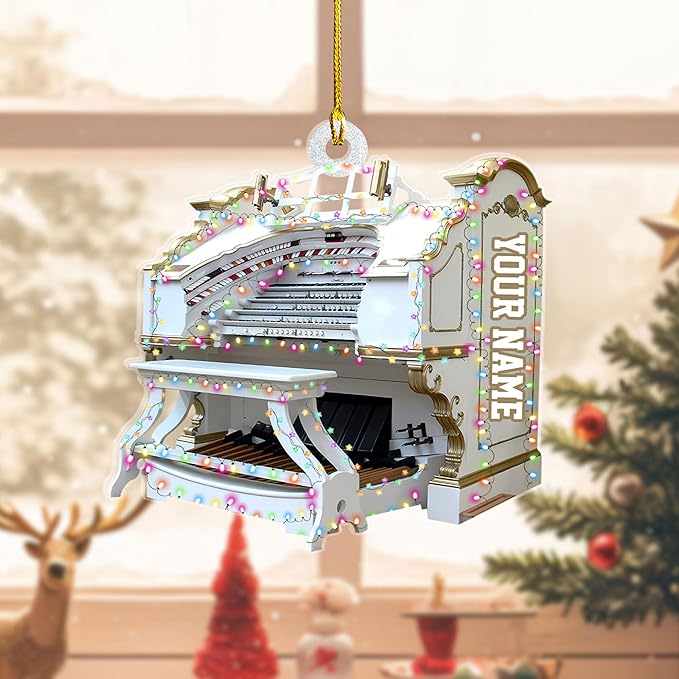 Mostefy Personalized Organ Christmas Ornament 2025, Custom Name Musical Instrument Holiday Decoration, Unique Pipe Organ Keepsake Gift for Musicians & Music Lovers (Organ2)
