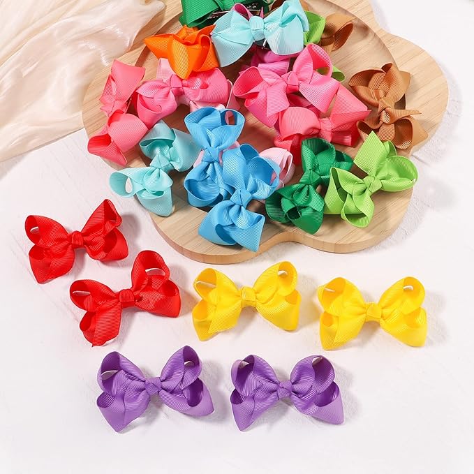 80PCS 3Inch Hair Bows for Girls Grosgrain Ribbon Toddler Hair Accessories with Alligator Clips for Toddlers Baby Girls Kids Teens in Pairs
