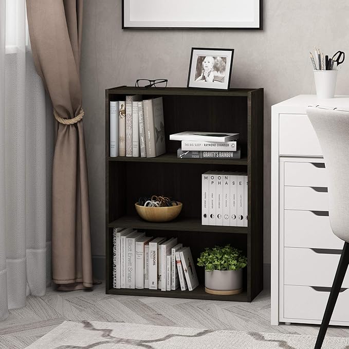 Furinno Pasir 3-Tier Open Shelf Bookcase, Espresso