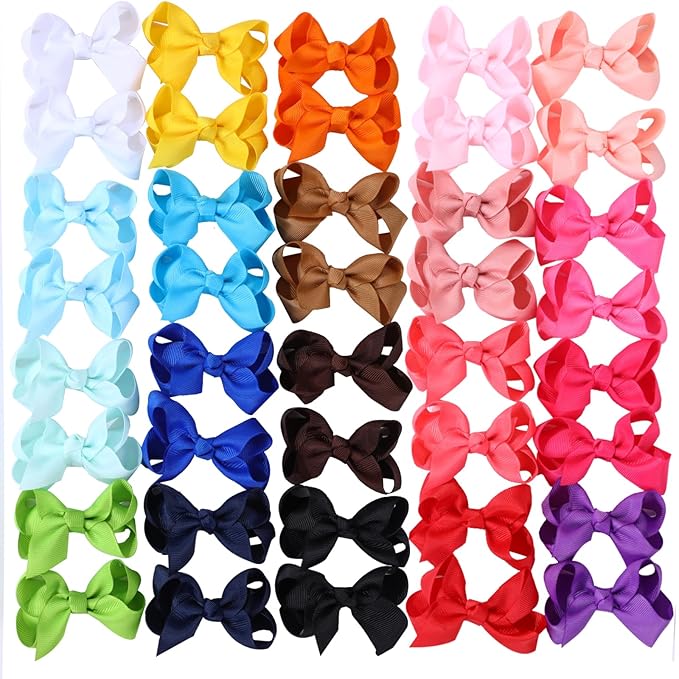 Hair Bows for Girls,Hand-made Grosgrain Ribbon Hair Bow Alligator Clips Hair Accessories for Toddlers Baby Girls Kids Teens