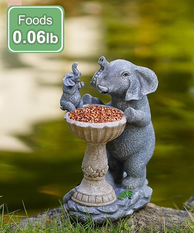 Garden Elephant Statues for Bird Bath: Outdoor Sculptures for Lawn Patio Yard Balcony Porch - Unique Gifts for Mother Grandma