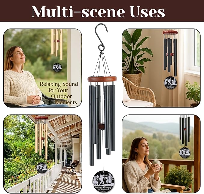 Personalized Hiker Memorial Wind Chime – “in Loving Memory” Custom Engraved Name & Years – Remembrance Windchime for Nature Lovers – Sympathy Gift for Campers & Travelers – Memorial Garden Décor