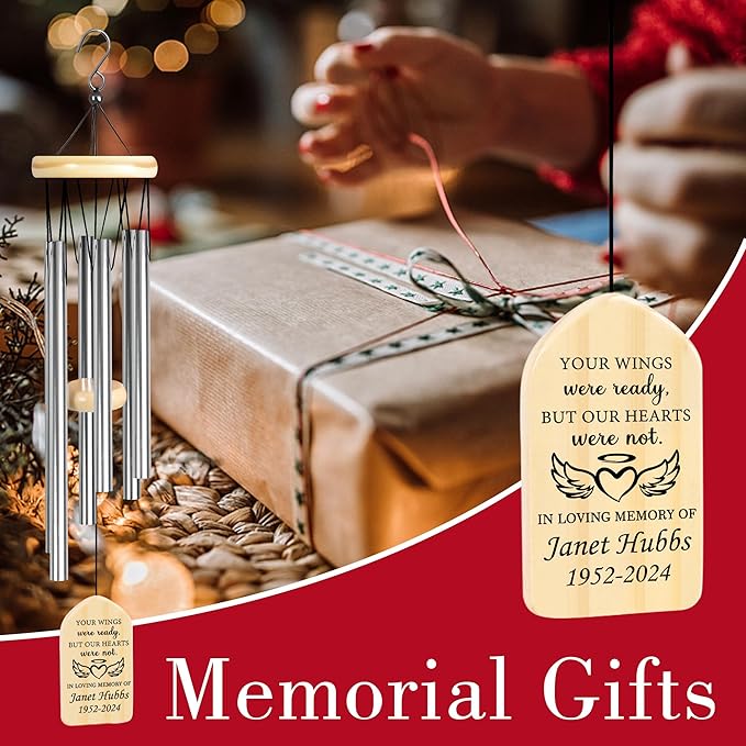 Your Wings were Ready Our Hearts were Not Sympathy Wind Chime | Personalized Memorial Wind Chime | Wind Chimes for Loss of Loved One | Memorial and Sympathy Gifts for Loss of Loved One