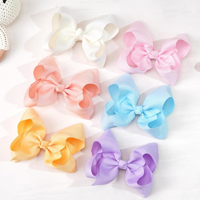 CÉLLOT 40 Pcs 4.5 Inch Hair Bows for Girls Clips Grosgrain Ribbon Boutique Hair Bow Alligator Clips For Girls Teens Toddlers Kids(Rainbow Colors)