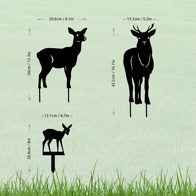 3 Pack Deer Metal Garden Decorative Stakes, Weather Proof Silhouette Statues for Yard, Patio,Outdoor Decor for Deer Lovers and Pet Owners