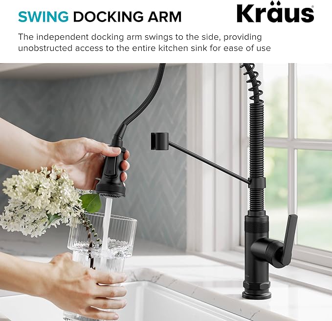 KRAUS Allyn Commercial Style 2-Function Single Handle Pull Down Kitchen Faucet in Matte Black, KPF-4110MB