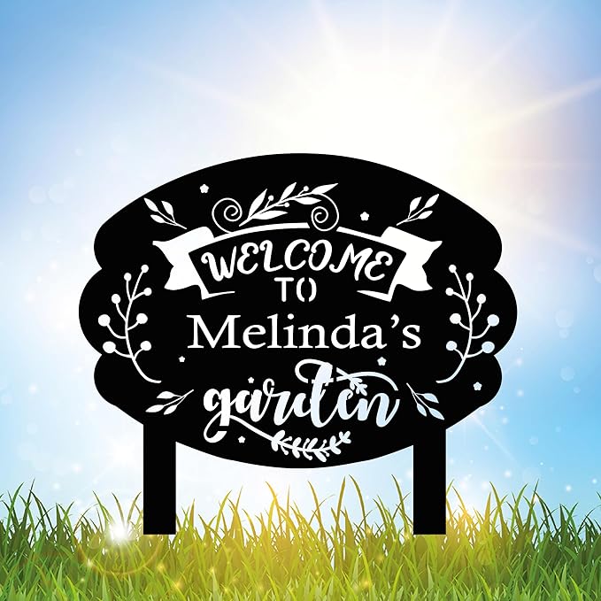 Personalized Metal Garden Sign with Stake, Custom Garden Decor for Outdoor, Custom Family Name Sign, Patio Decorations, Lawn Art, Farmhouse Decorative, Housewarming Gift (CstmDesign10)
