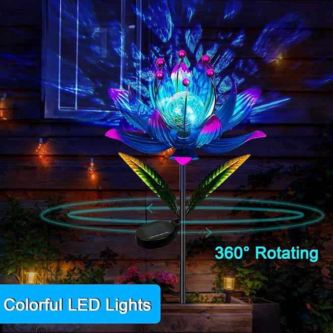 Wind Spinners Outdoor, 38 Inch Metal Wind Spinner Yard Art with Stake, Colorful Solar Windmill for Yard and Garden Lawn Patio Farmhouse Decor