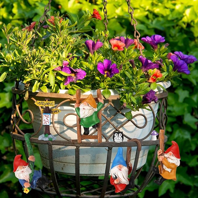 Jetec Gnomes Fairy Resin Statues Miniature Garden Accessories Mini Dwarf Figurine Fairy Miniature Ornament DIY Kit Micro Landscape Ornaments for Outdoor Indoor Patio Yard Lawn Garden ﻿ (Climb Gnomes)