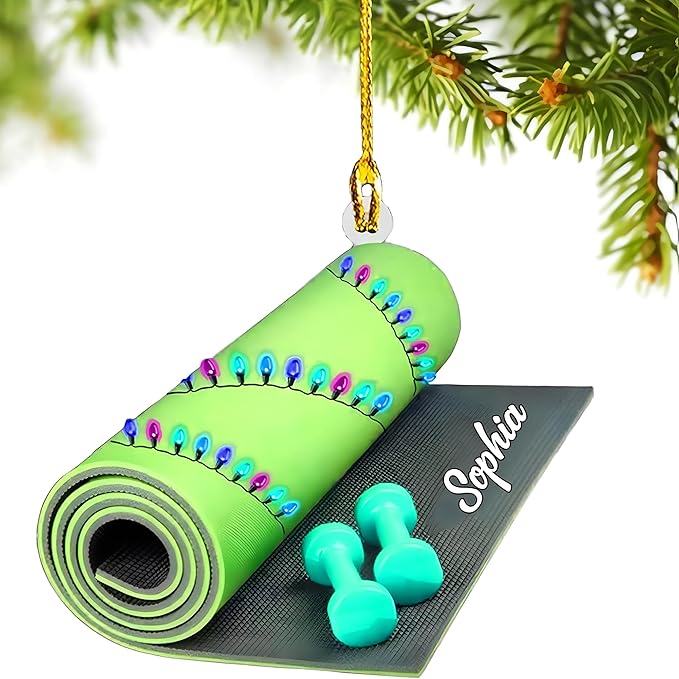 Noni Personalized Yoga Ornament, Custom Name Acrylic Christmas Decoration, Custom Name Mat Decor, Gift for Coach, New Yogi