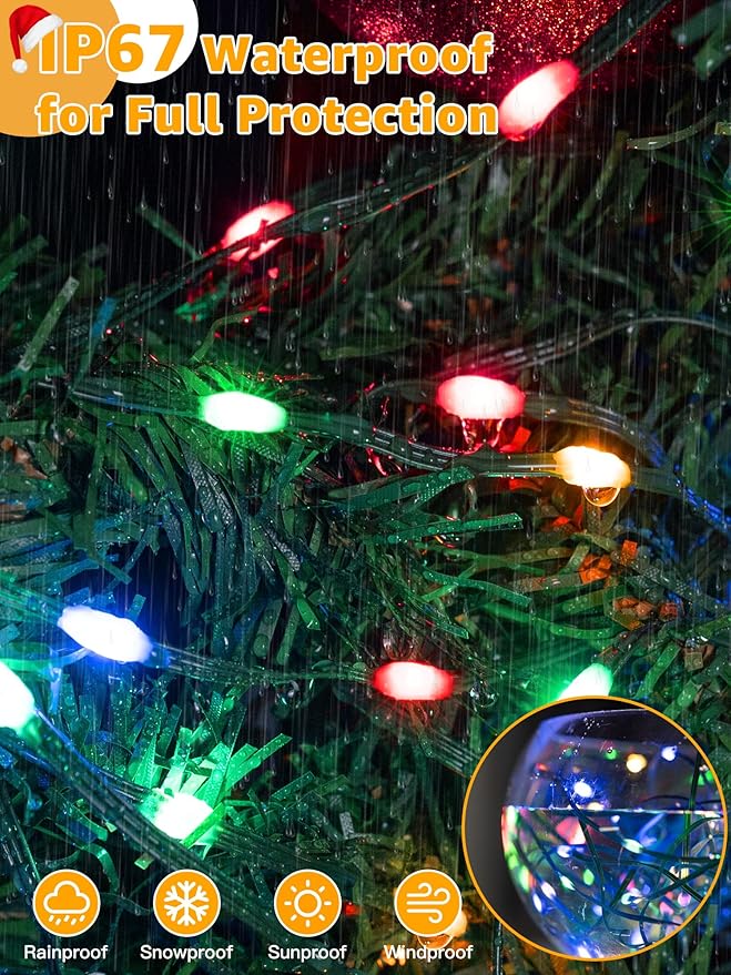 BrightChristmas 600 LED 196 FT Christmas Lights, Waterproof Outdoor String Lights with Remote and Timer, Christmas Tree Lights with 8 Modes Dimmable, Fairy Lights for Holiday Decor (Multicolor)