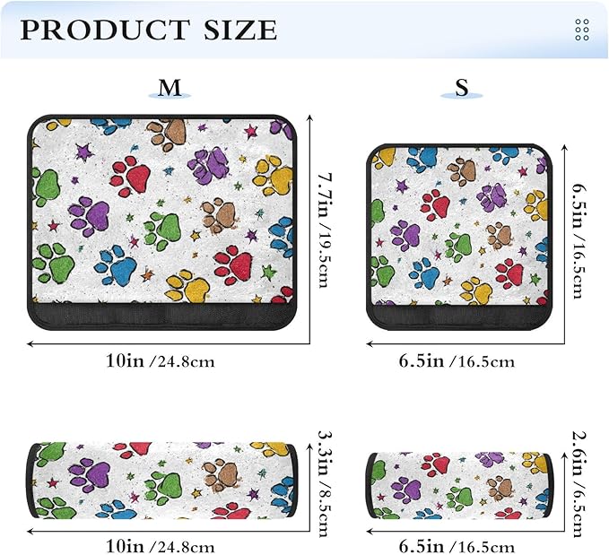 2 Pack Seatbelt Covers Seat Belt Cover Pad for Adults Boys Girls Car Seat Strap Covers Pads Cushion Universal Shoulder Strap Pad Protector for Backpack Camera Bag 6.5 Inch Cute Colorful Paw Prints and