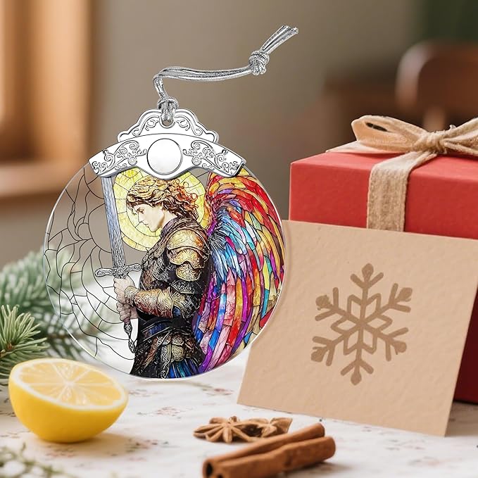 Archangel Michael Stained Glass Ornament - Christmas Ornaments | Christmas Decorations for Tree | Warrior Angel Decor – Christian Gifts | Faithful Gifts | Religious Gift