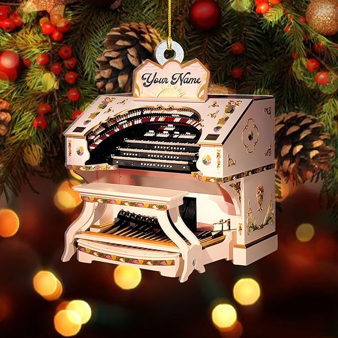 Mostefy Personalized Organ Christmas Ornament 2025, Custom Name Musical Instrument Holiday Decoration, Unique Pipe Organ Keepsake Gift for Musicians & Music Lovers (Organ3)