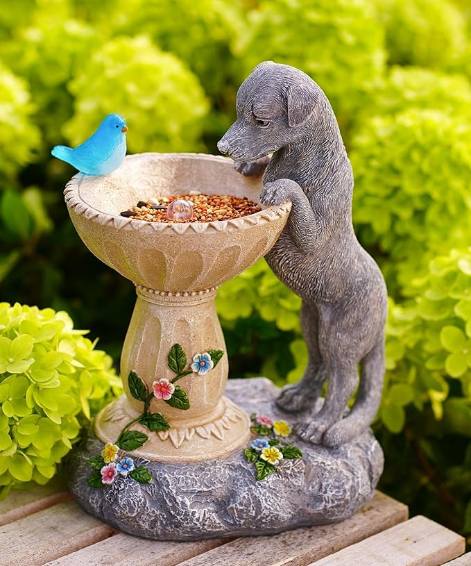 Dachshund Dog Statues for Bird Bath: Outdoor Sculptures for Garden Lawn Patio Yard Balcony Porch - Unique Gifts for Mother Grandma Women