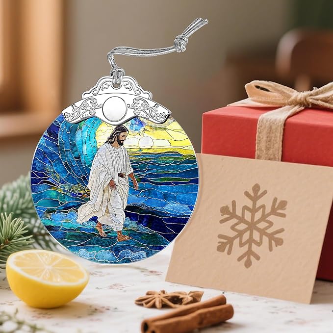 Jesus Christ Christmas Decorations - God Jesus Home Decor | Stained Glass Ornament | Christmas Ornaments for Tree | Christian Holiday Ornament – Christian Gifts, Religion Gifts, Gift Ideas, Xmas Gift