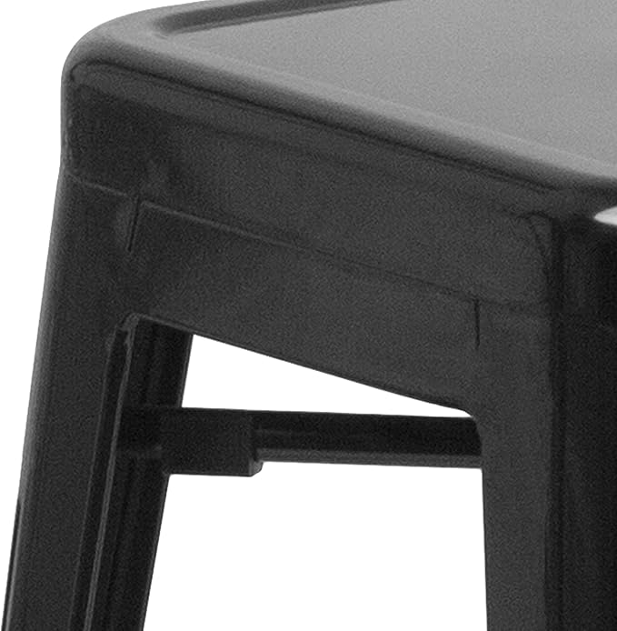 Flash Furniture 30"H Commercial Modern Metal Backless Barstool, Indoor/Outdoor Industrial Square Stacking Bar Stool for Patio Bars/Restaurants, Black