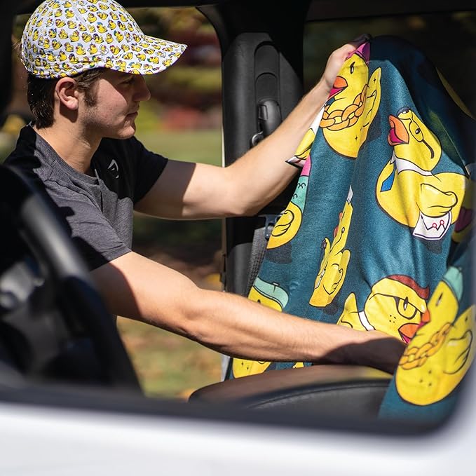 Sprints Athletic Running Towel, Full-Sized, Car Seat Cover - Performance Microfiber (Get Ducked)