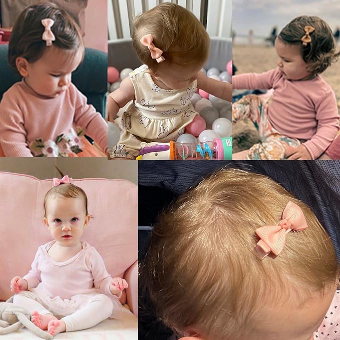 CÉLLOT Baby Hair Clips 50 Pieces 25 Colors in Pairs Baby Girls Fully Lined Bows Hair Pins Tiny 2" Hair Bows Alligator Clips for Girls Infants Toddlers