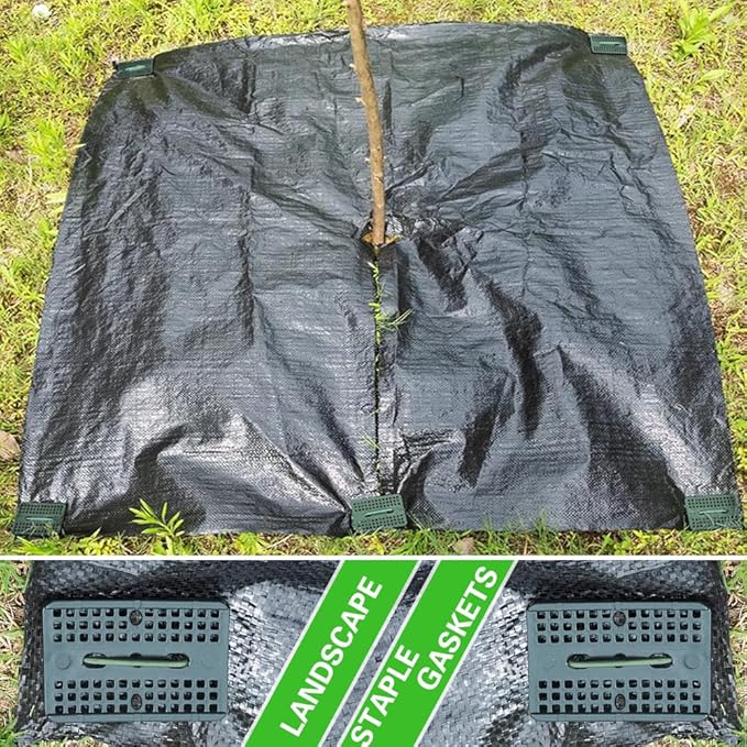 Bakulyor 50 Pcs Green Artificial Turf Stakes Anchor + 50 Pcs Buffer Washer, 6 Inch 11 Gauge Landscape Staples, Galvanized Lawn Spikes, Heavy Duty Yard Ground Pin for Grass Weed Barrier Sod Fabric