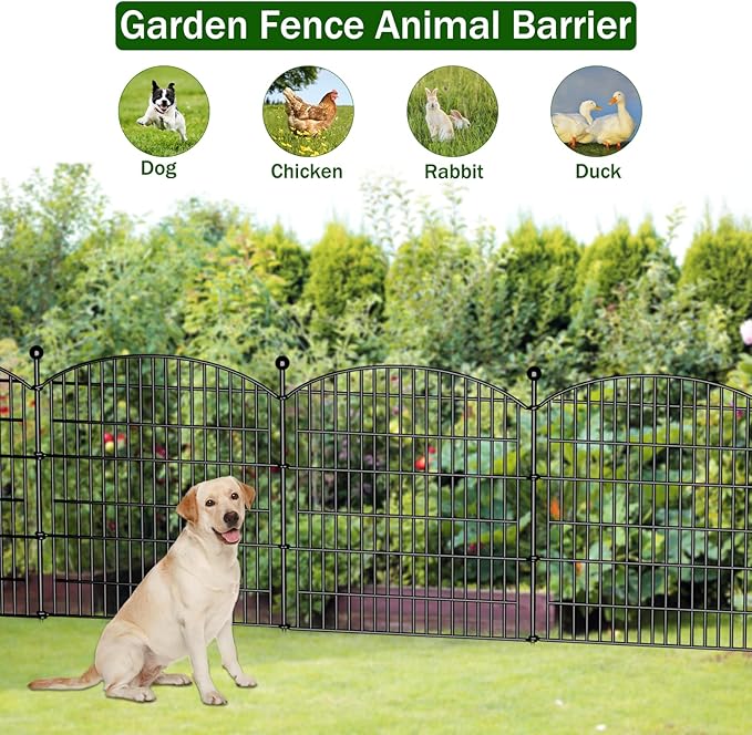 15 Panels Decorative Garden Fence - 32 in (H) x 35.4 ft (L) No Dig Dog Fence Outdoor for Yard, Rustproof Tall Garden Fencecing Panels, Animal Barrier Suitable for Yard Border, Patio, and Outdoor Use