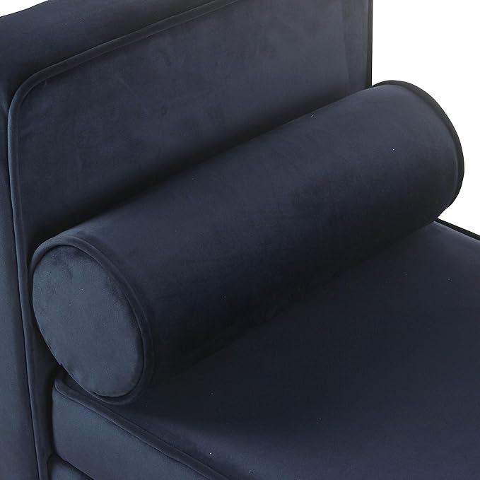 Homepop Home Decor | Upholstered Modern Storage Ottoman Bench with Pillows | Ottoman Bench with Storage for Living Room & Bedroom | Decorative Home Furniture (Dark Navy) Large