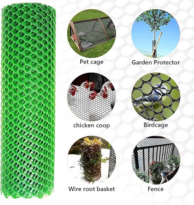 Plastic Chicken Wire Mesh Fencing 39.3″ x 32.8′ Roll Pet Garden Safety Fencing Netting Durable Heavy Duty Snow Fence for Poultry Floral Bird Patio Barrier, Easy to(Size:1x10M - Mesh 1.8cm,Color:Green)