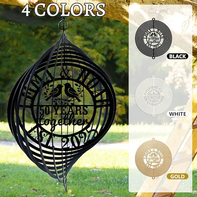Personalized Hummingbird Metal Wind Spinners, Custom Last Name Garden Wind Spinners, Hanging Outdoor Decor, Yard Art, Hanging Wind Spinner for Indoor Lawn Patio Porch, Housewarming Gift Color04