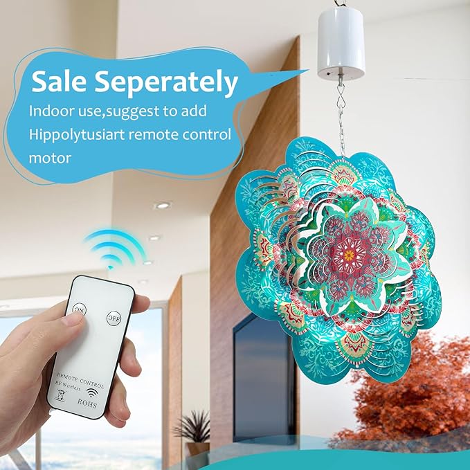 Wind Spinner Mandala Lucky Firework,12inch Hanging Wind Spinner Lucky Gifts for Women/Mother/Grandma/Father/Mom/Wife,Outdoor&Indoor Garden Decorations Yard Art Christmas Ornament
