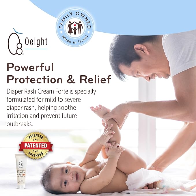 Oeight Diaper Rash Cream Forte, Dermatologically Tested & Hypoallergenic Formula for Baby Skin with 100% Natural Active Ingredients, No Parabens & Unscented - for Mild to Severe Diaper Rash, 75ml